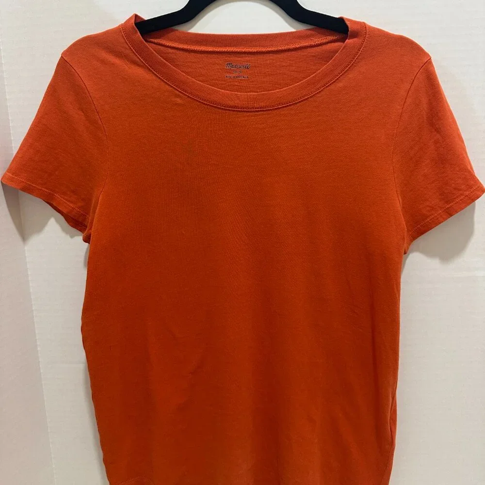 MADEWELL Vinatge Crewneck Cotton T-Shirt Womens Size Sm Burnt Orange Lightweight - Picture 7 of 12